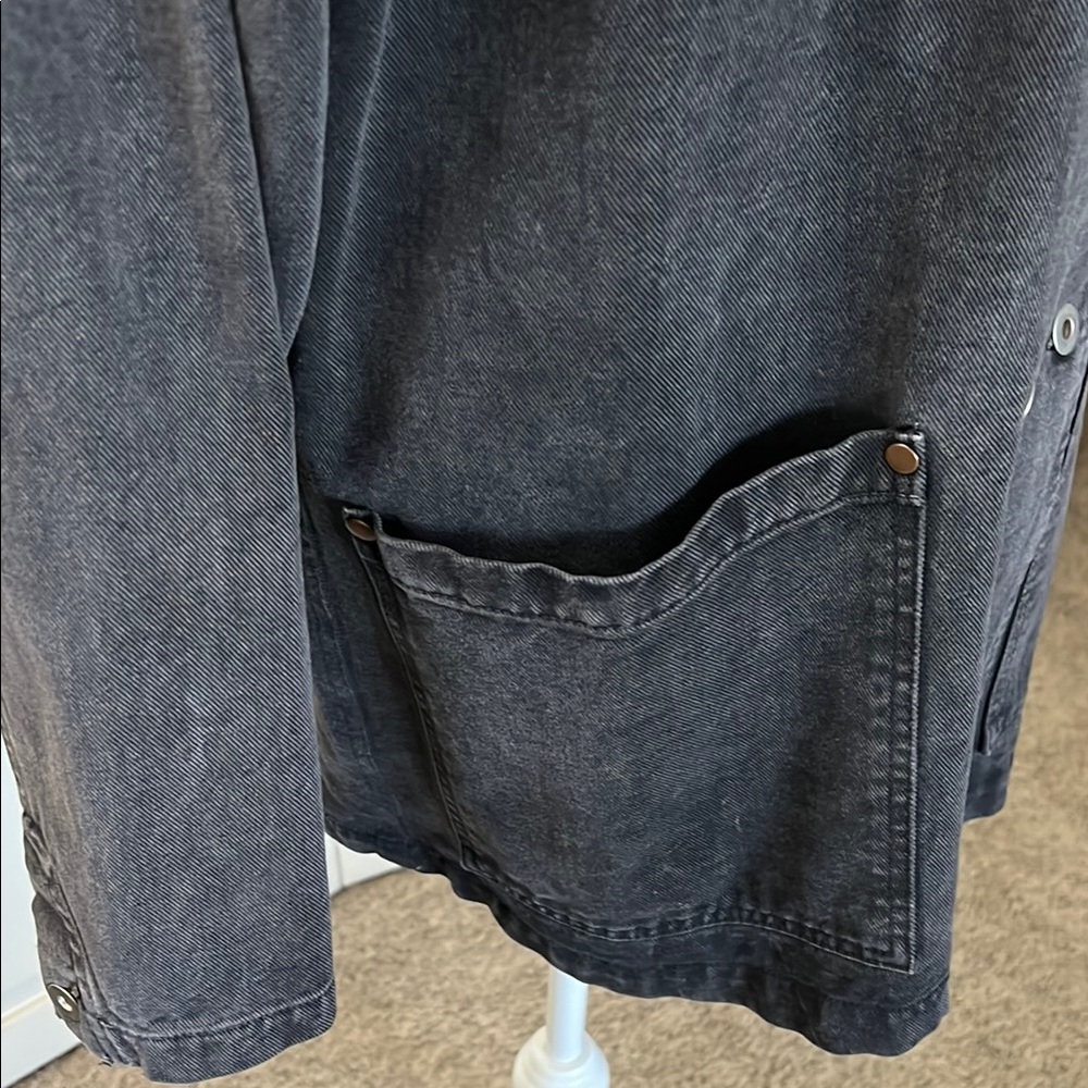 Agolde Black Double-Breasted cotton peacoat Jacket LG - Picture 7 of 12